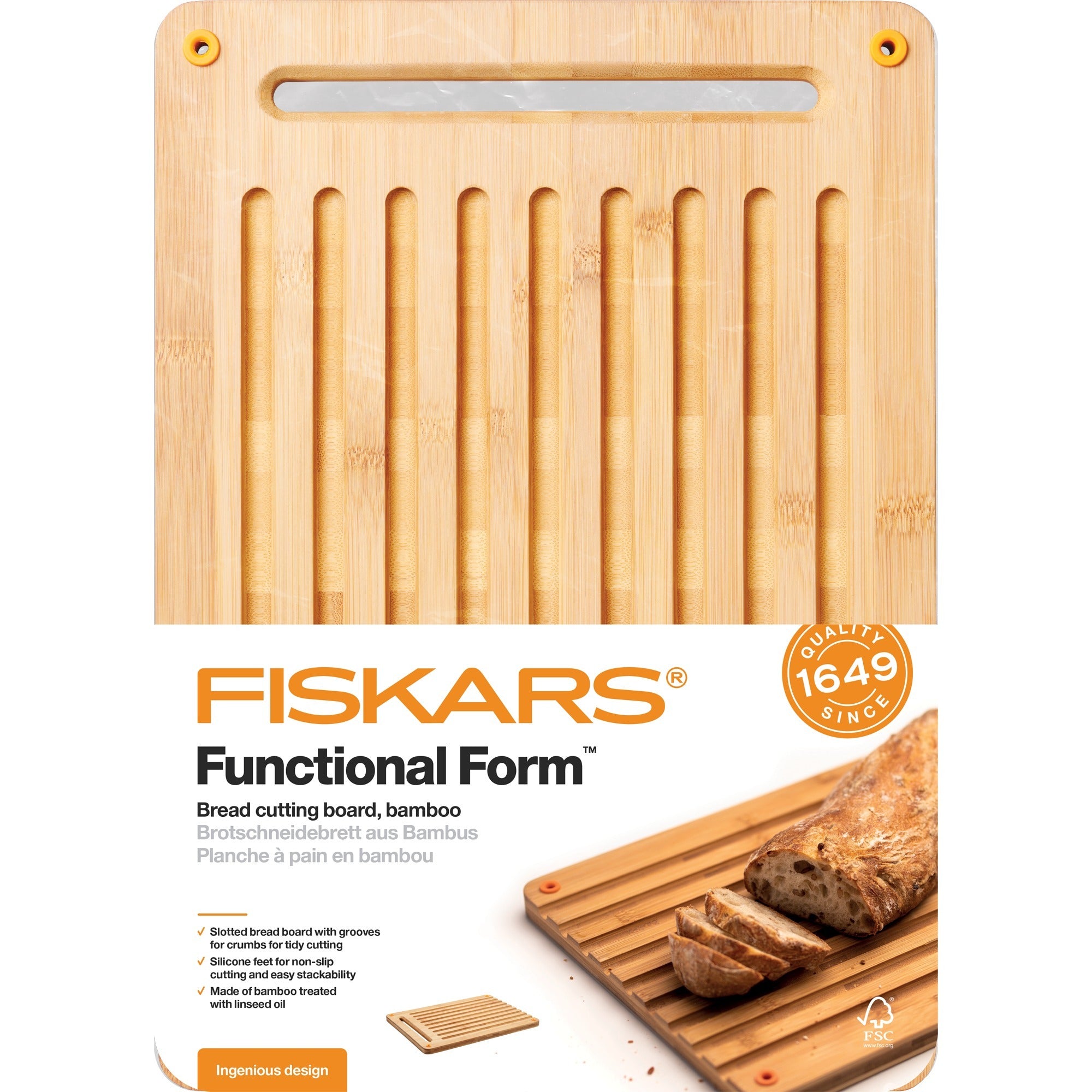 Fiskars Fiskars Functionele Vorm Bamboe broodsnijplank