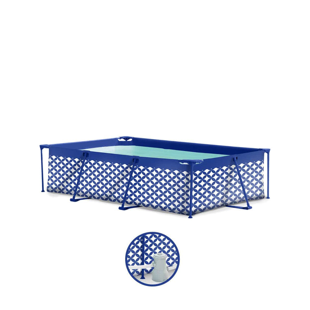 Elegantie | donkerblauw wit opzet zwembad 260x160x65 cm incl. accessoires