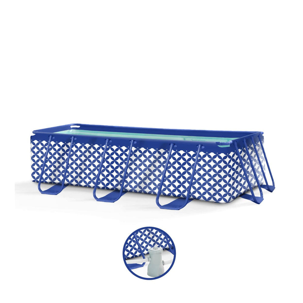 Elegantie | donkerblauw wit opzet zwembad 400x200x100 cm incl. accessoires