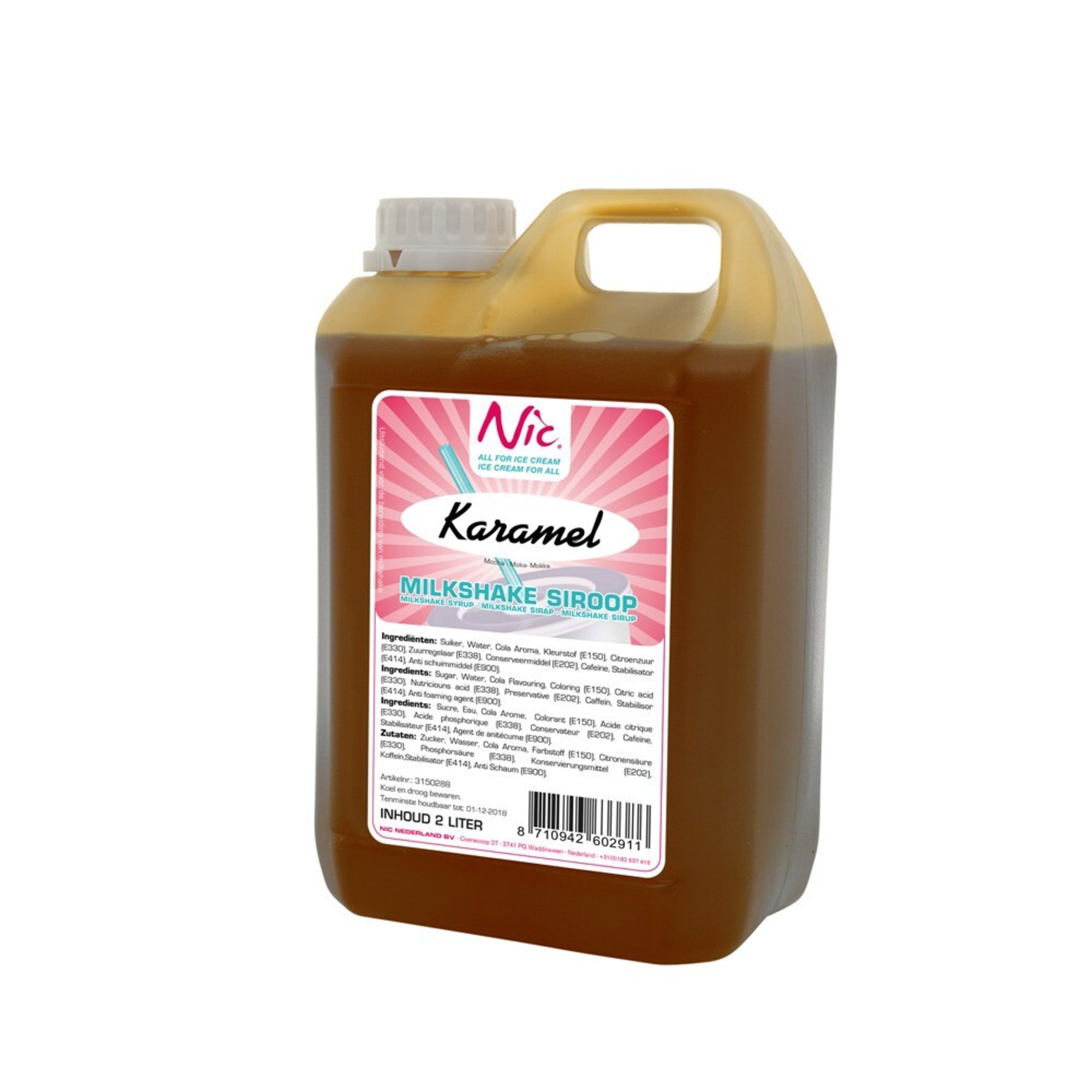Nic milkshakesiroop toffee karamel (2 liter)