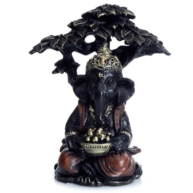Zwart goud ganesh stromend onder boom