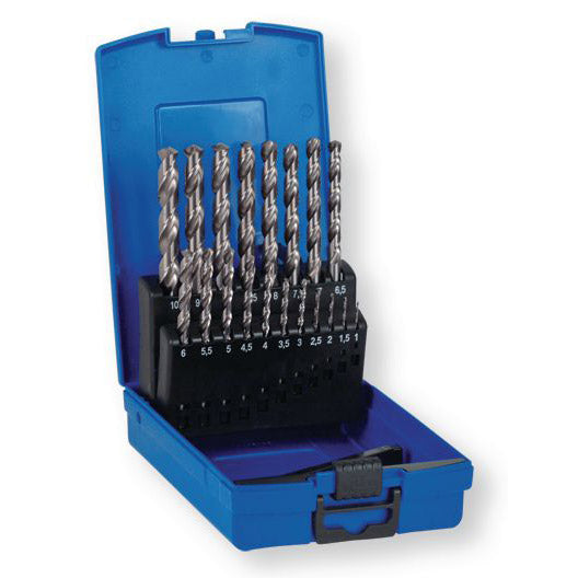 Berner HSS spiral drill bit set, 19-piece, 1 to 10 mm