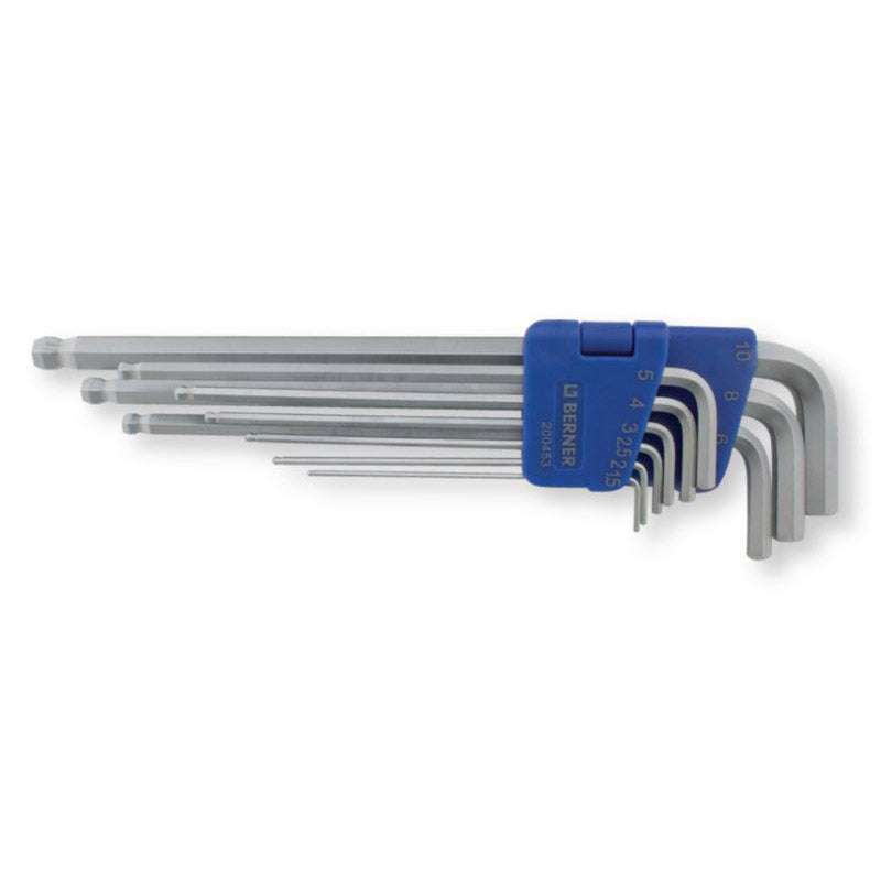 Berner 200453 inbussleutelset kogelkop lang 9-delig