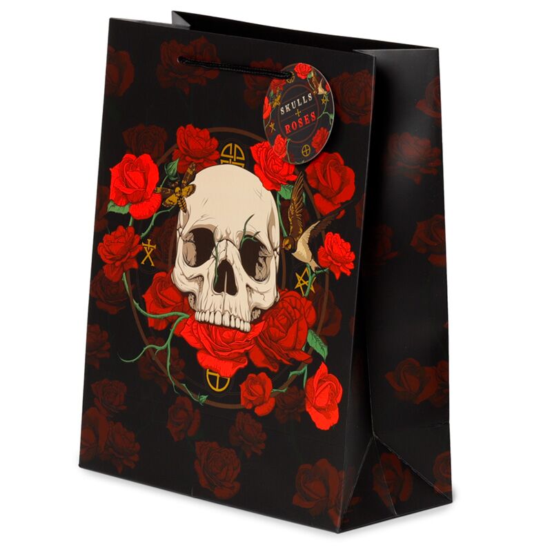 Schedel en rozen rode rozen - cadeautasje groot