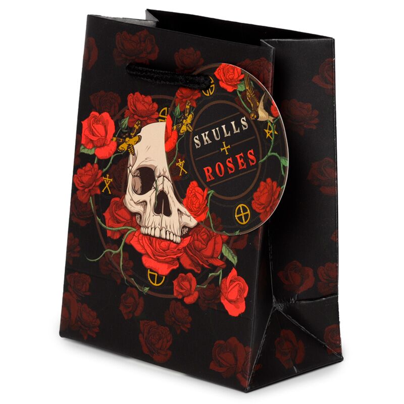 Schedel en rozen rode rozen - cadeautasje klein