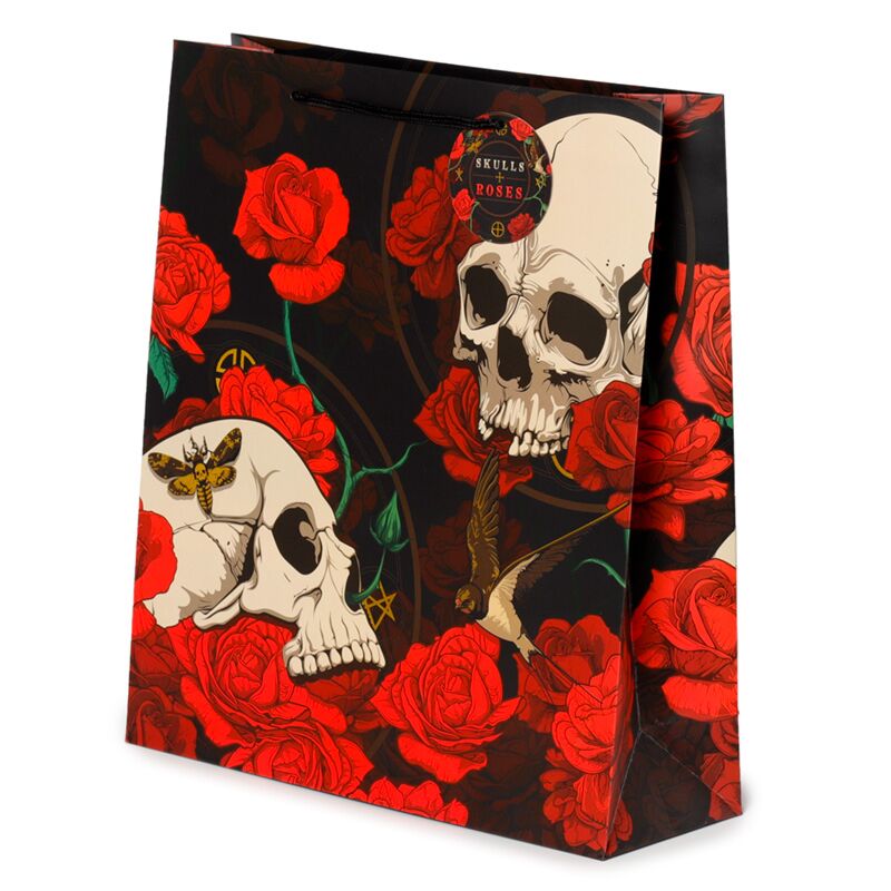 Schedel en rozen rode rozen-cadeautasje xl