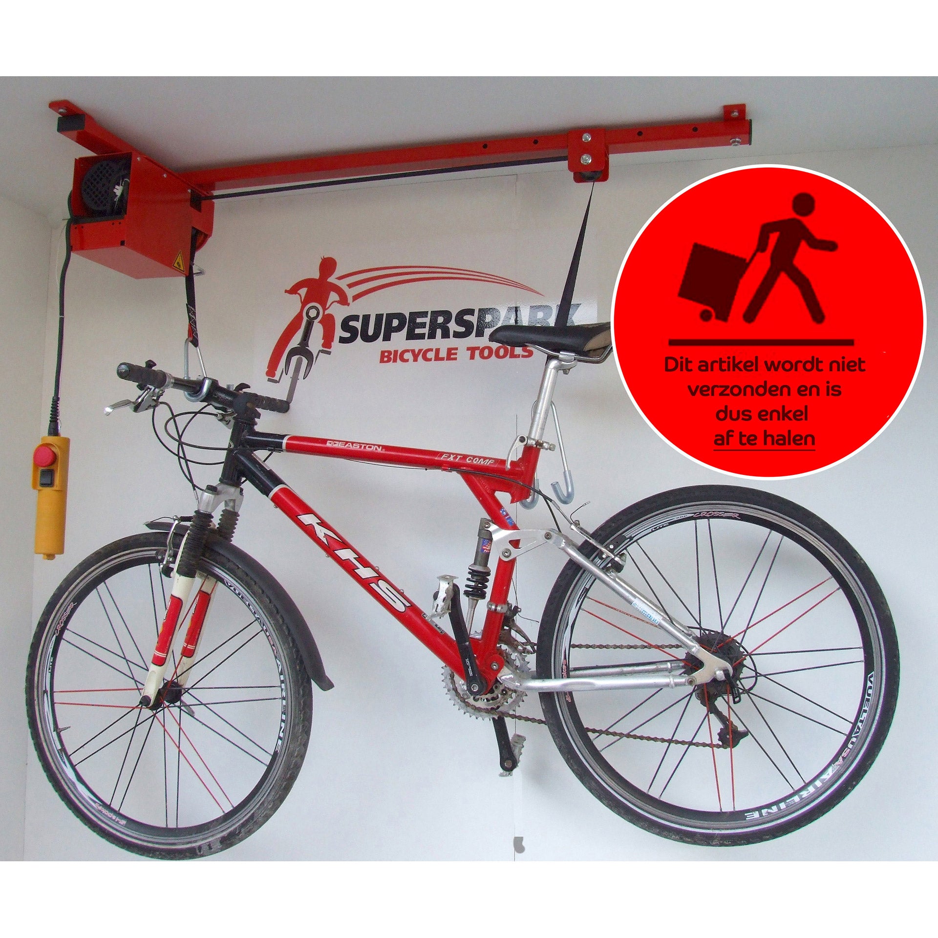 Superspark Fietstakel 100kg SBT 810EF Elektrisch rood