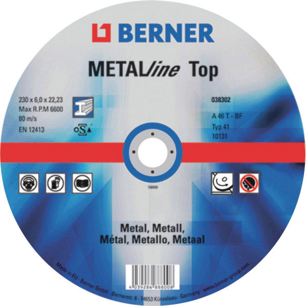 Berner afbraamschijf boven metalline 115x6,0x22,2mm