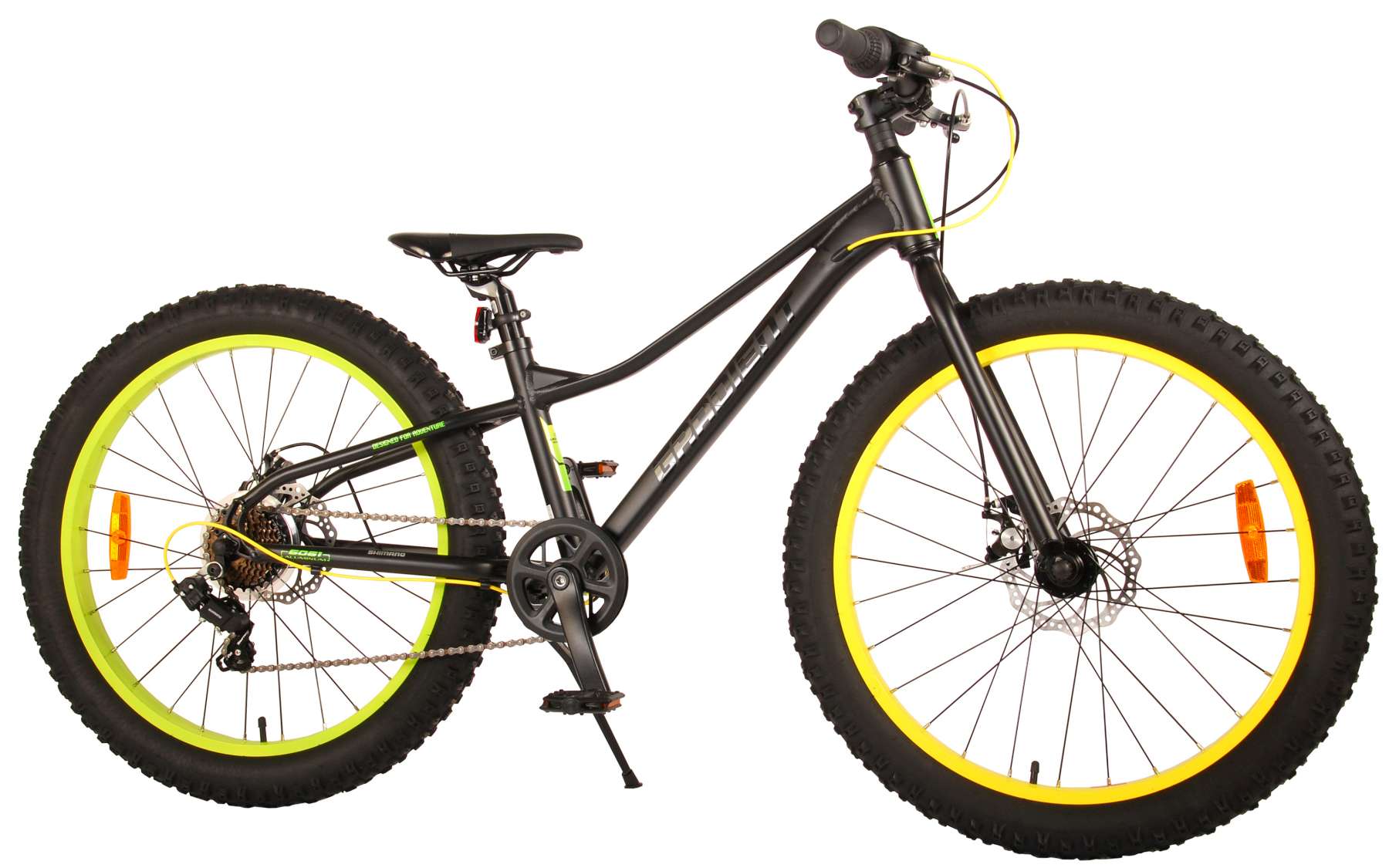 Volare Gradient Kinderfiets – Jongens – 24 inch – Zwart Groen Geel – 7 versnellingen – Prime Collection