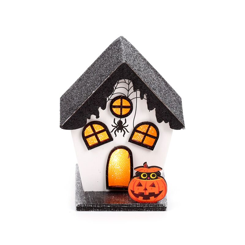 Griezelig pompoen spinnen huis halloween led decoratie