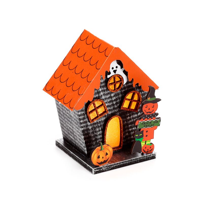 Griezelig trick or treat pompoen huis halloween led decoratie