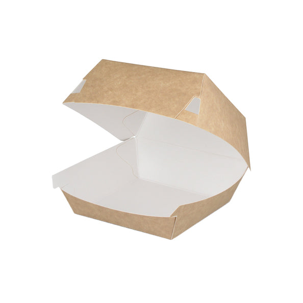 Takeaware hamburgerbak klein kraft wit bio (400 stuks)