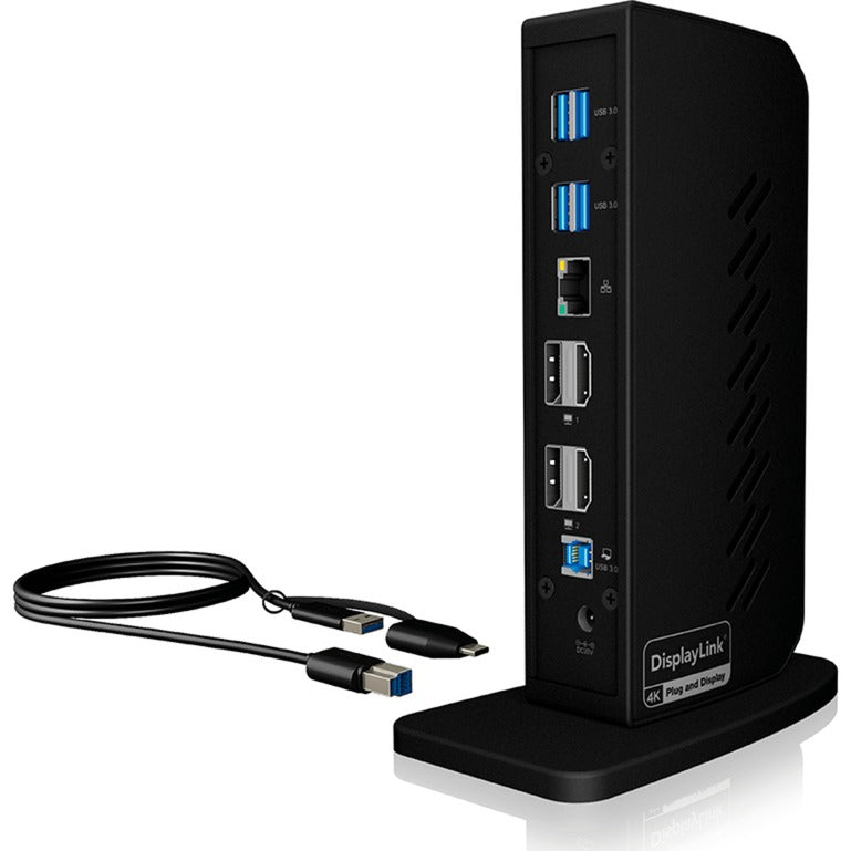 Icy box ib-dk2252ac dockingstation (zwart, usb-a, hdmi, displayport)