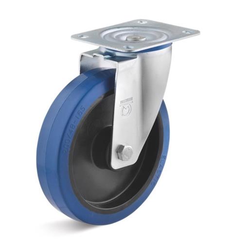 Torwegge zwenkwiel rubber blauw ø200 kunststof
