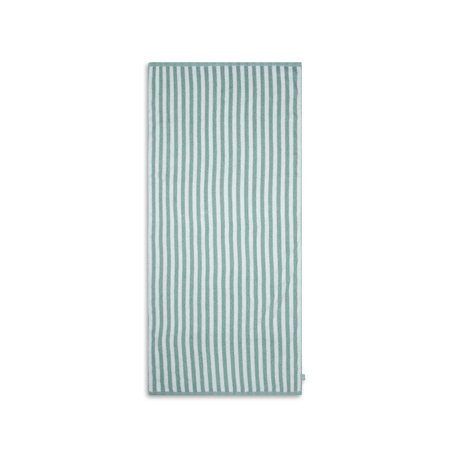 Resortstreep | groen witte katoenen handdoek 135 x 65 cm