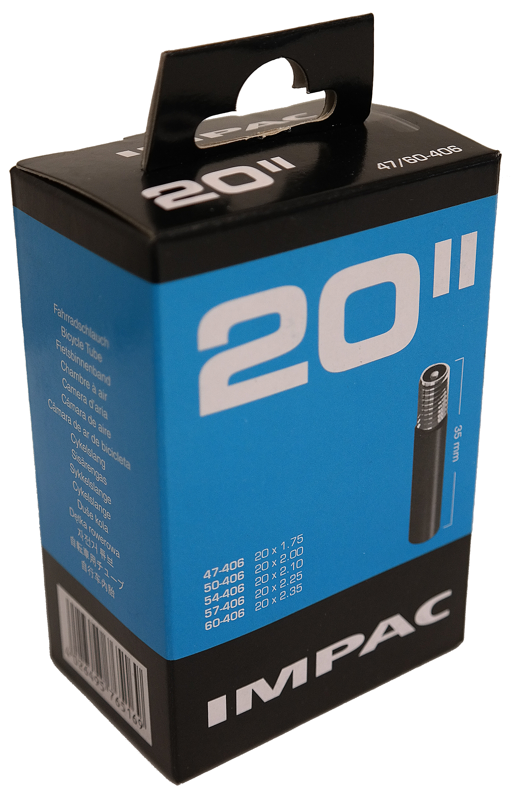 Impac Binnenband (by Schwalbe) AV20 20x1.75 ETRTO 40 60-406 Ventiel: auto schraderventiel 35mm
