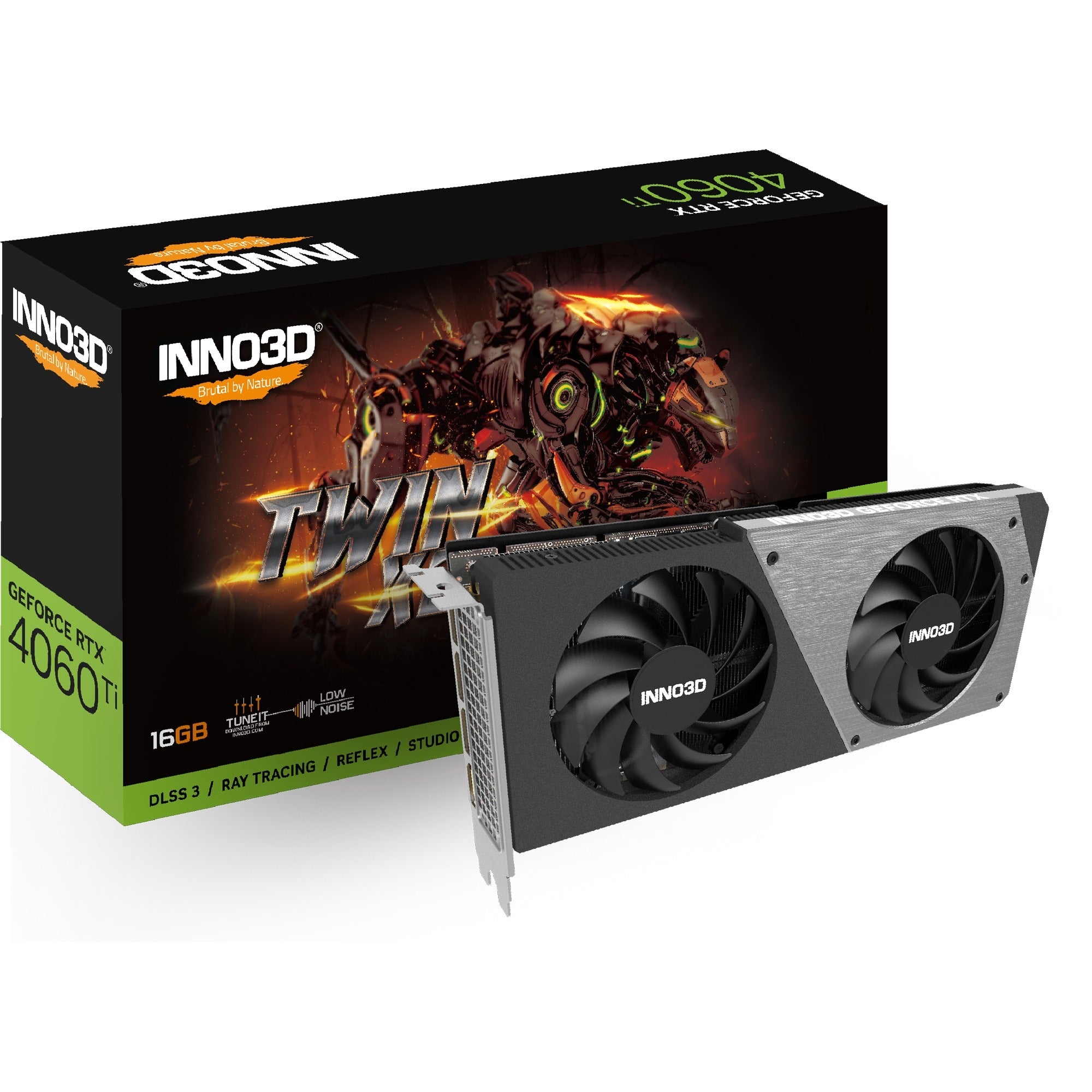 INNO3D INNO3D N406T2-16D6-178055N GeForce RTX 4060 Ti Twin X2, 16 GB GDDR6, 128-bits, 2535, 18 Gbps, 3x DP + HDMI