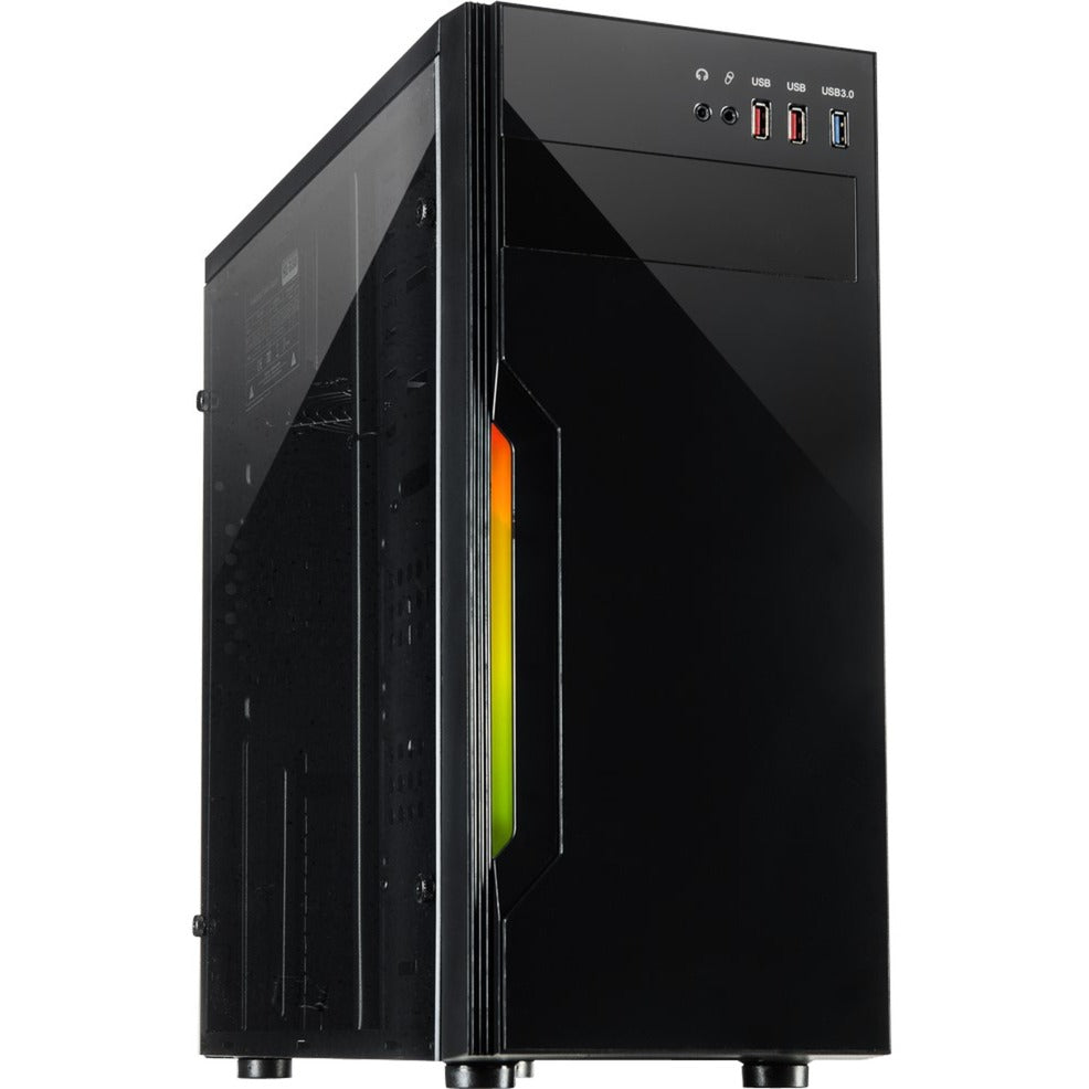 Inter-tech b-42 rgb midi tower behuizing (zwart | 3x usb-a | rgb | window)