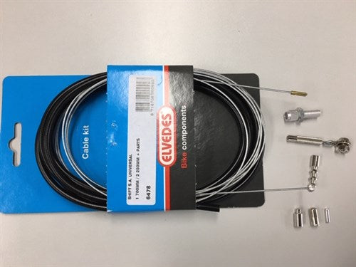 Gear Cable Set Elvedes 1700 2250 mm universal Sturmey Archer galvanised - black (on card)