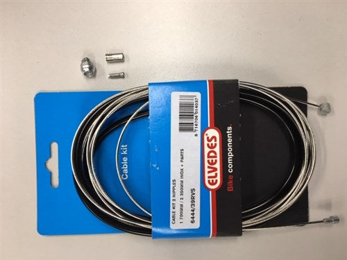 Elvedes cable universal 2 nipples 2.35m stainless steel black 6444 39stainless steel