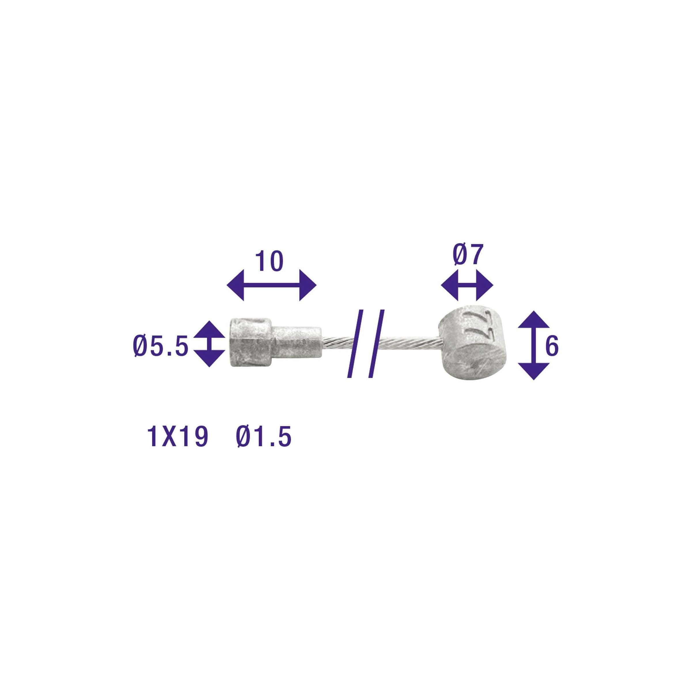 Câble intérieur de frein Elvedes 2250mm raccord en V en acier inoxydable 6412 27RVS-49