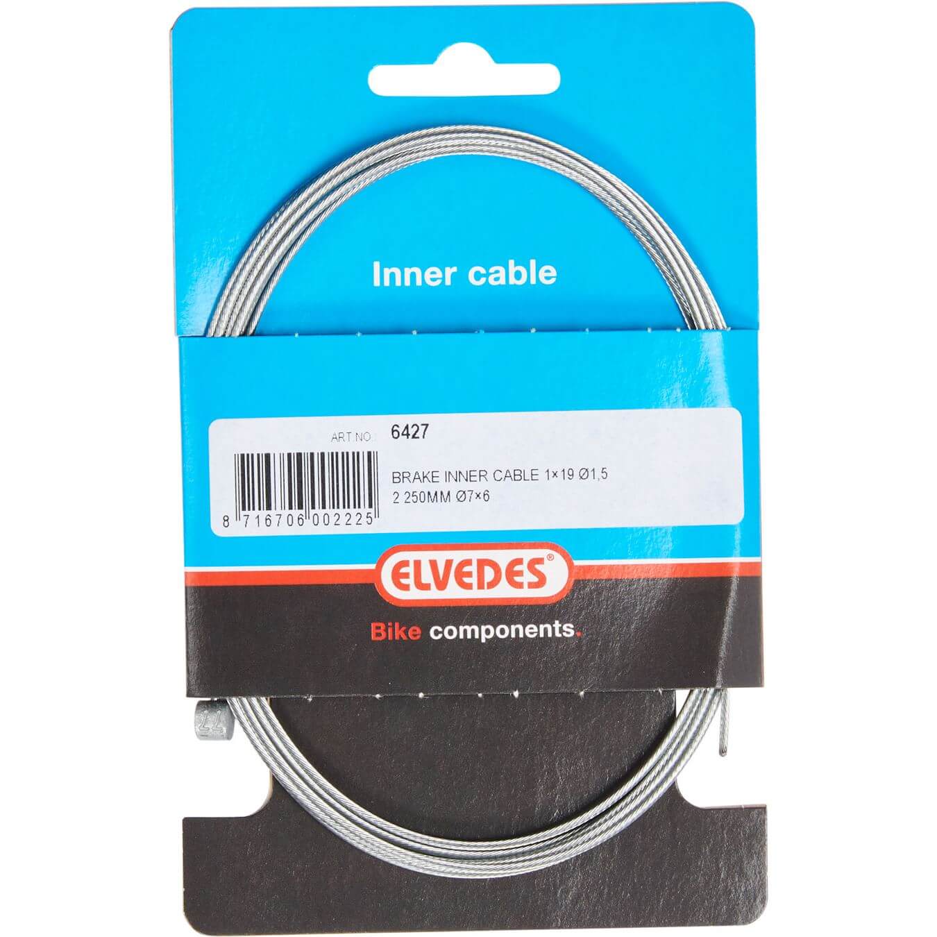 Elvedes rem binnenkabel 2250mm gegalvaniseerd ø1,5mm t-nippel (op kaart)