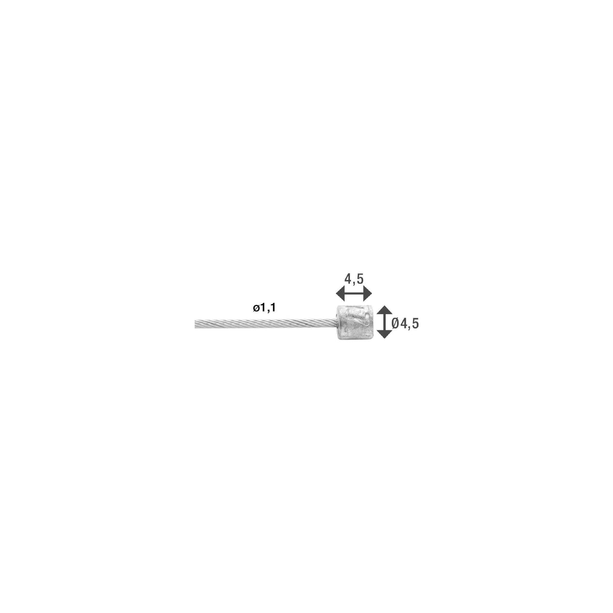Schakel binnenkabel Elvedes 2250mm RVS slick ø1,1mm N-nippel (100 stuks)