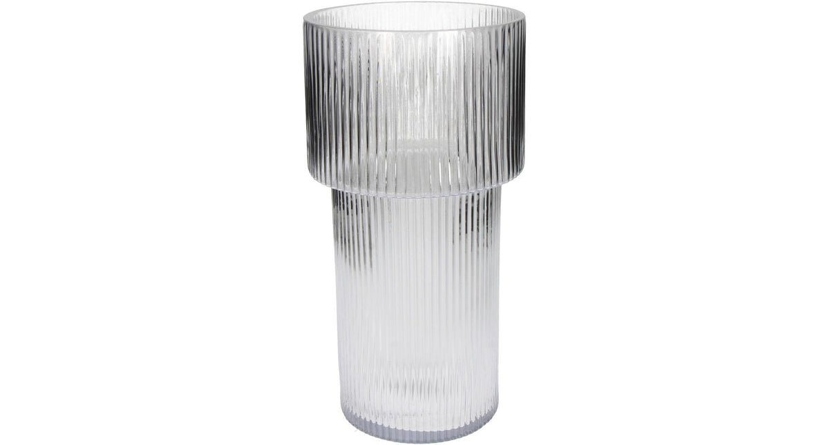 Hd vase stripe glass clear 14.5x14.5x29cm