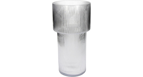 Hd vase stripe glass clear 14.5x14.5x29cm