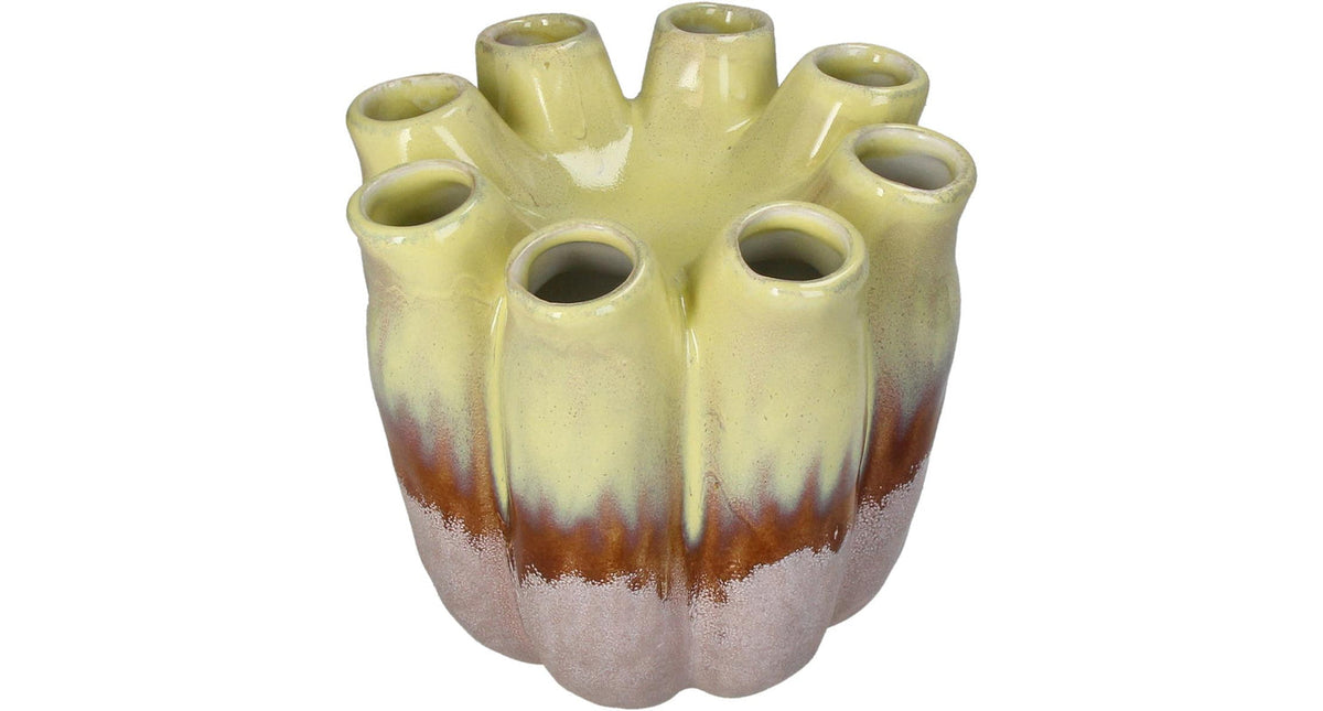 Vase stoneware brown 19.5x19.5x19cm