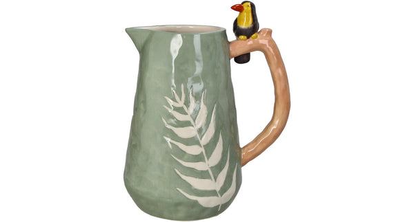 Hd vase bird stoneware green 18.5x12.5x22.2cm