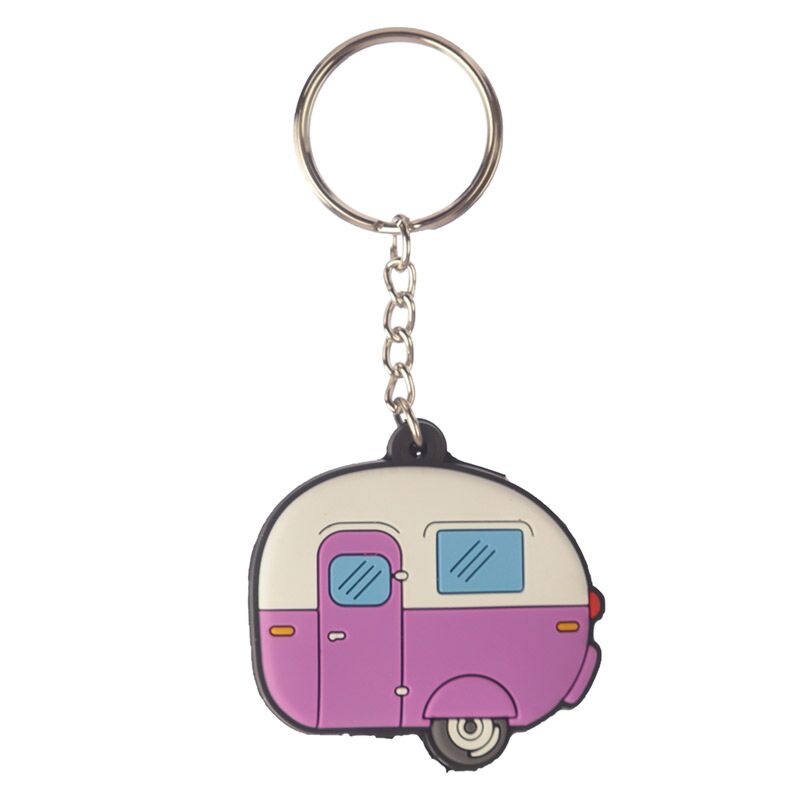 Thuis parkeert u de caravan pvc sleutellabel sleutelhanger