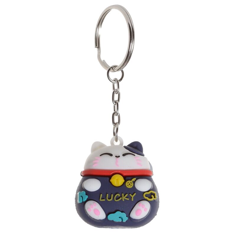 Maneki neko gelukskat 3d pvc-sleutelhanger