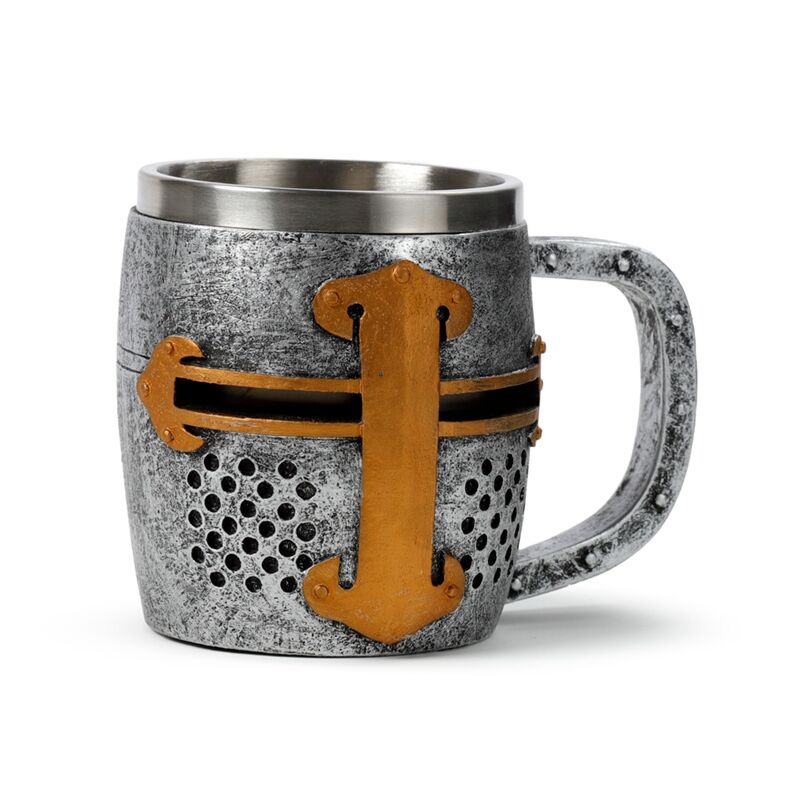 Decoratieve ridder zilver- en goudkleur helm bierpul