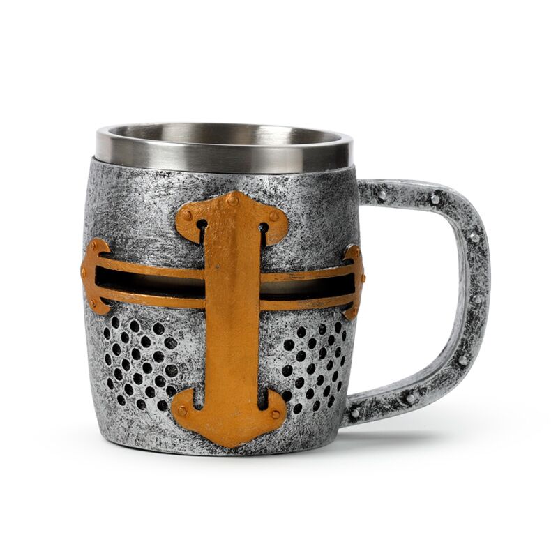 Decoratieve ridder zilver- en goudkleur helm bierpul