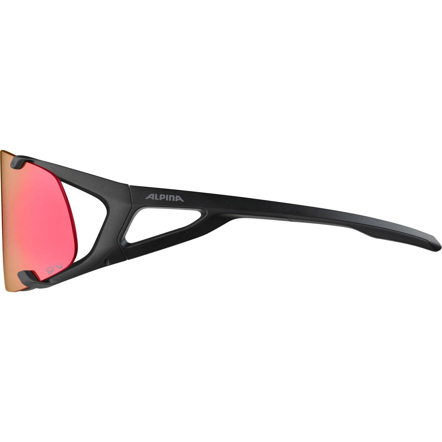 Alpina Bril HAWKEYE S QV zwart mat regenboogspiegel.Cat.1-3
