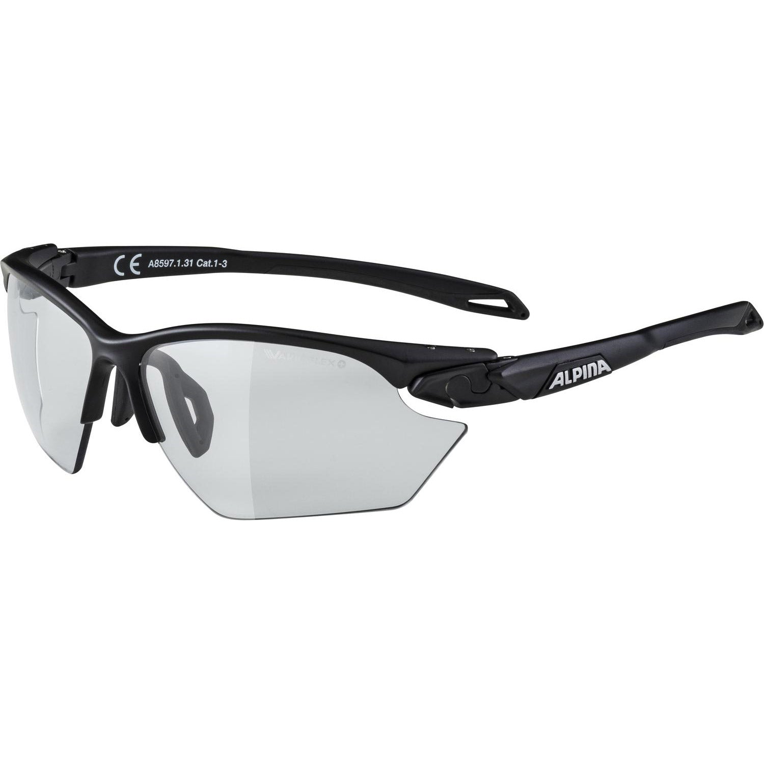 Olympische sportkleding alpina sports sportbril twist five s hr v zwart