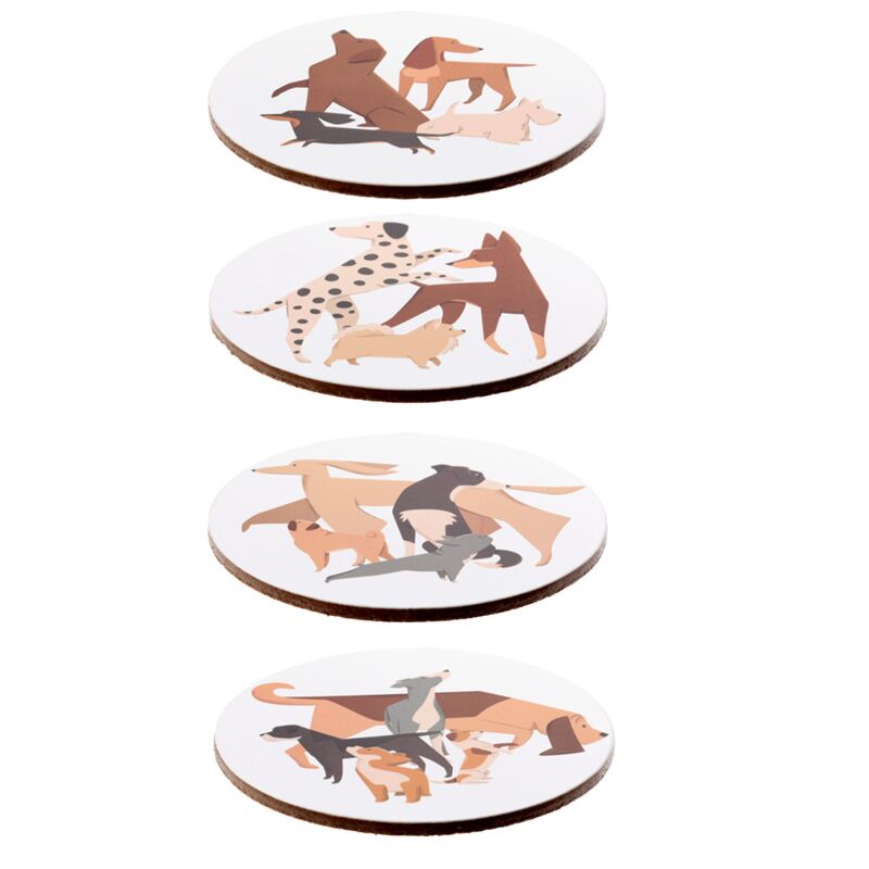 Barks hond set 4 onderzetters