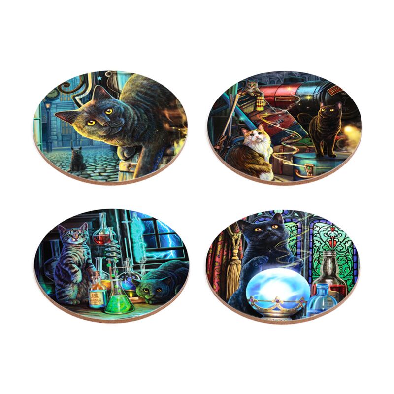 Lisa parker magische katten set 4 onderzetters (nieuw 2025)