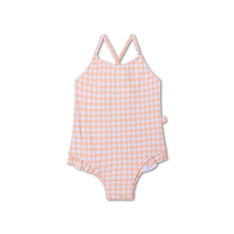 Zonsondergangraster | oranje wit meisjes uv-badpak