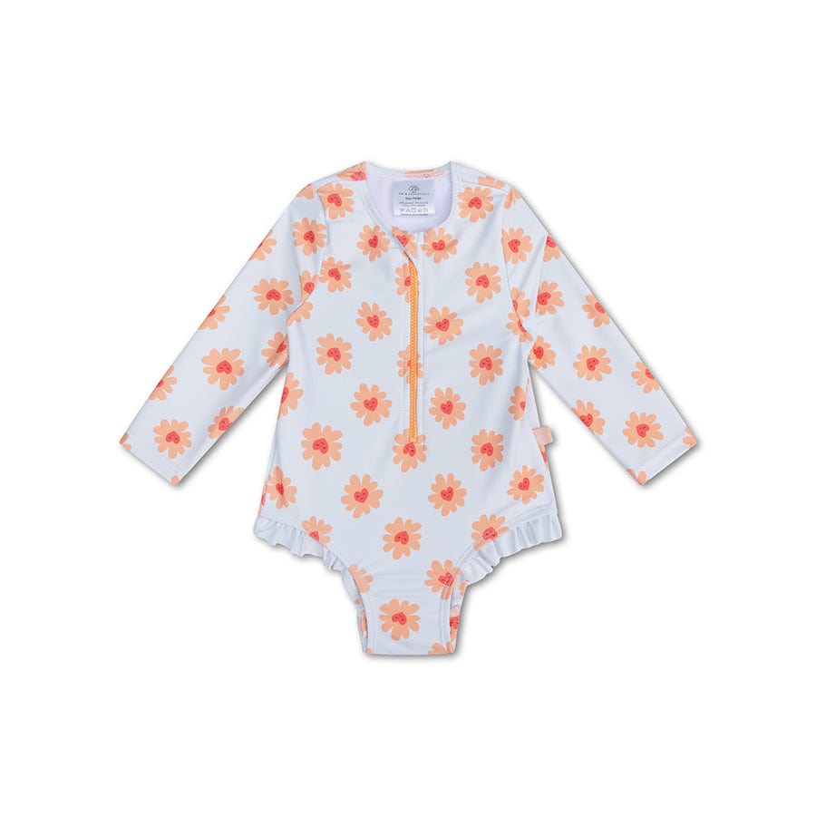 Floral love | meerkleurig meisjes uv badpak met lange mouwen
