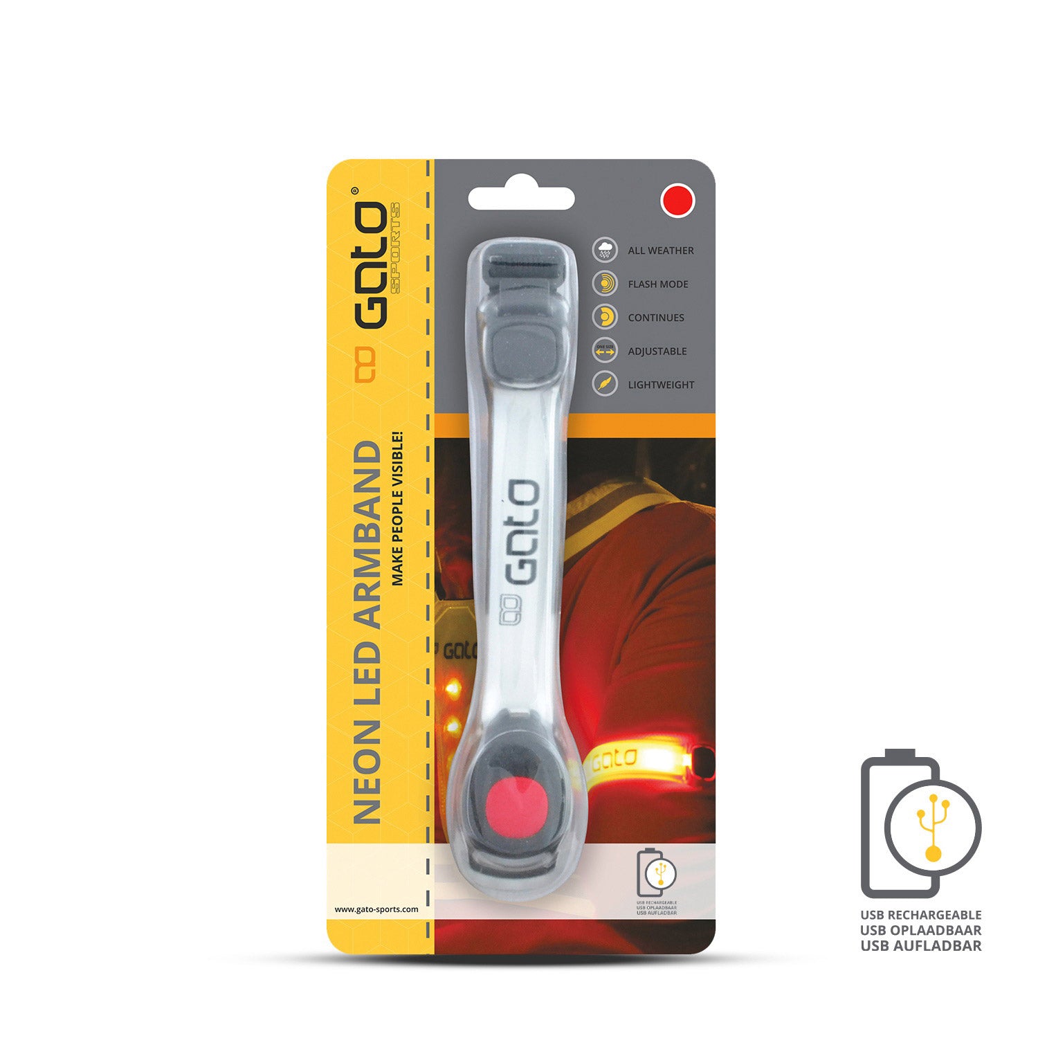 Gato Neon led armlamp usb rood één maat