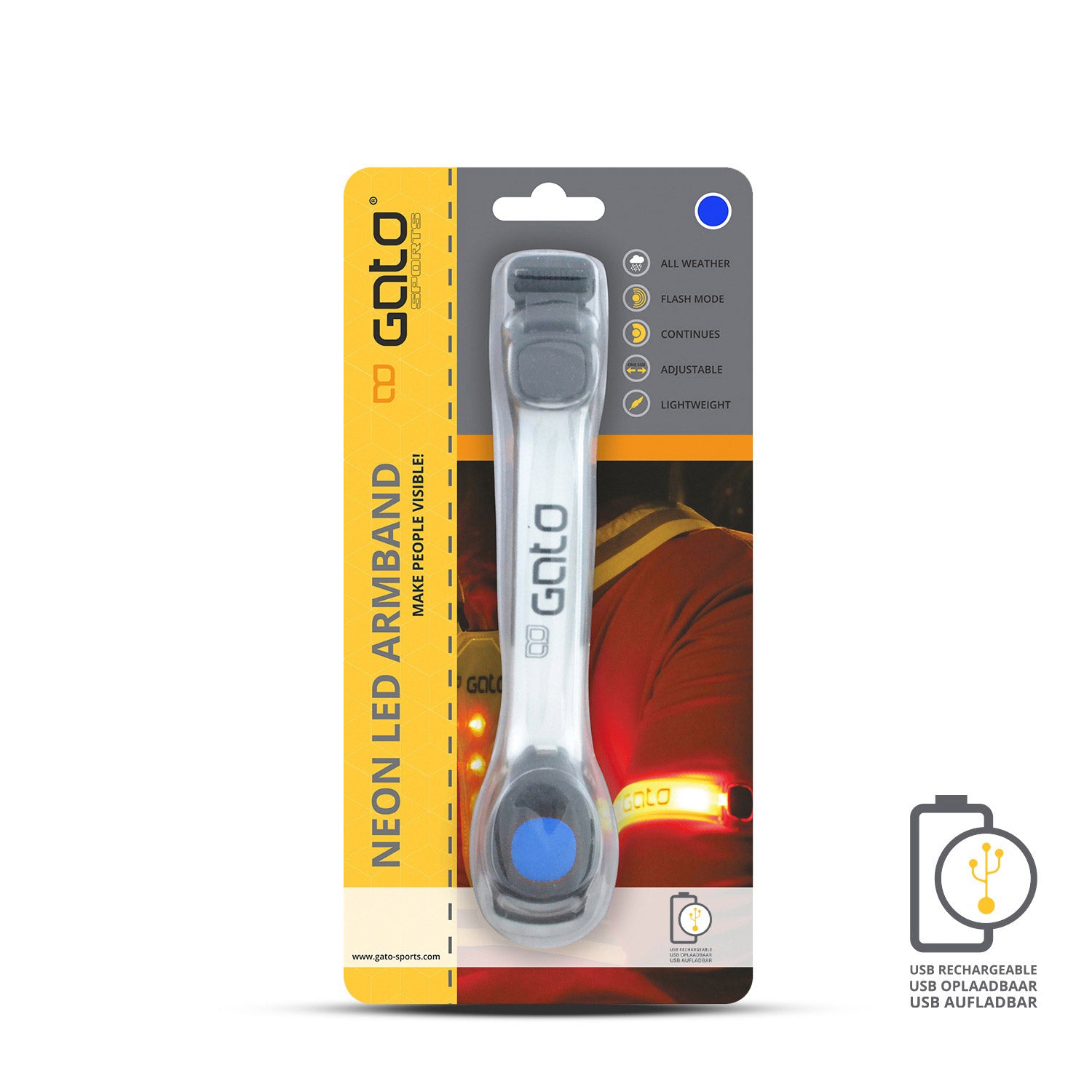 Gato Neon led armlamp usb blauw één maat