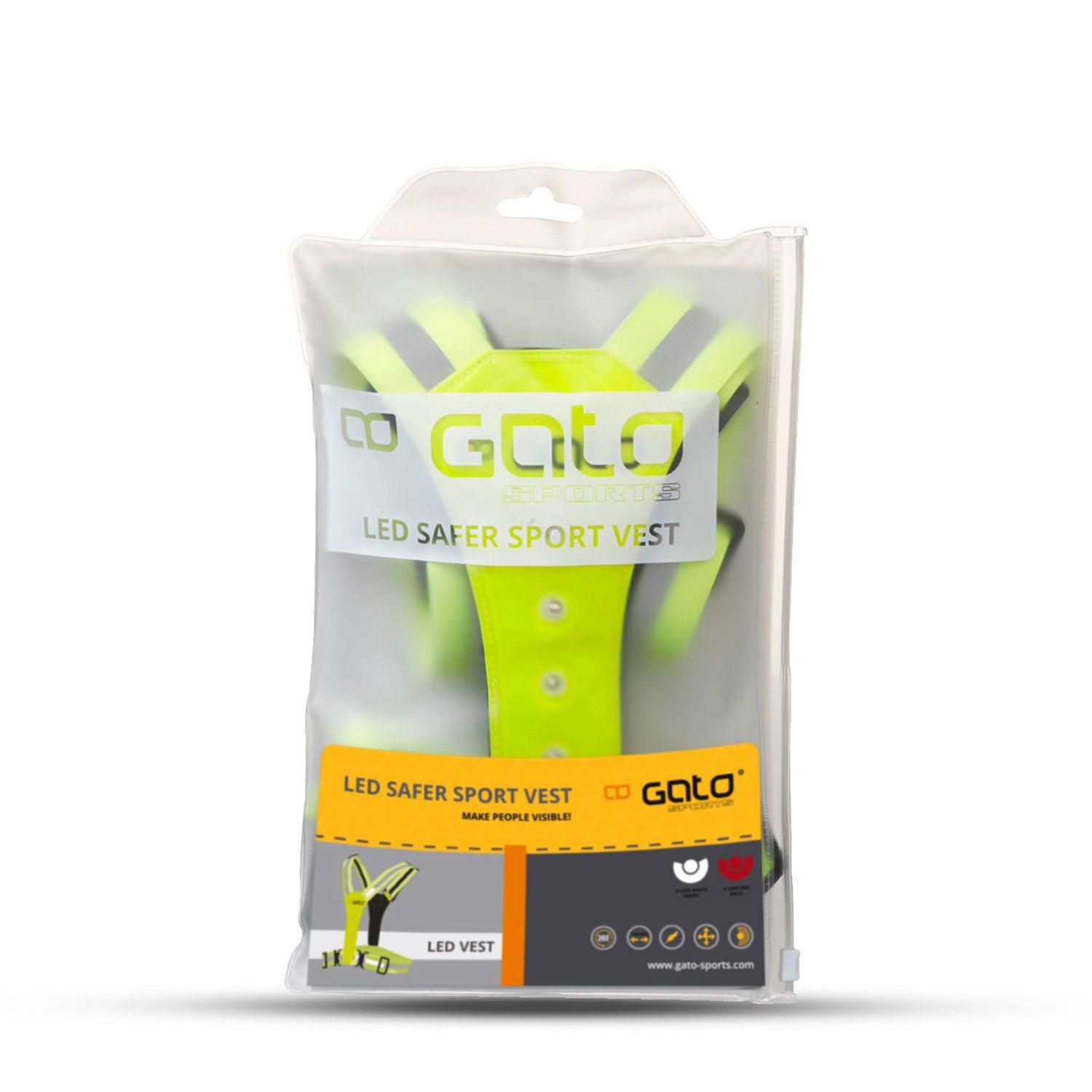 Gato veiliger sport led vest neon geel one size