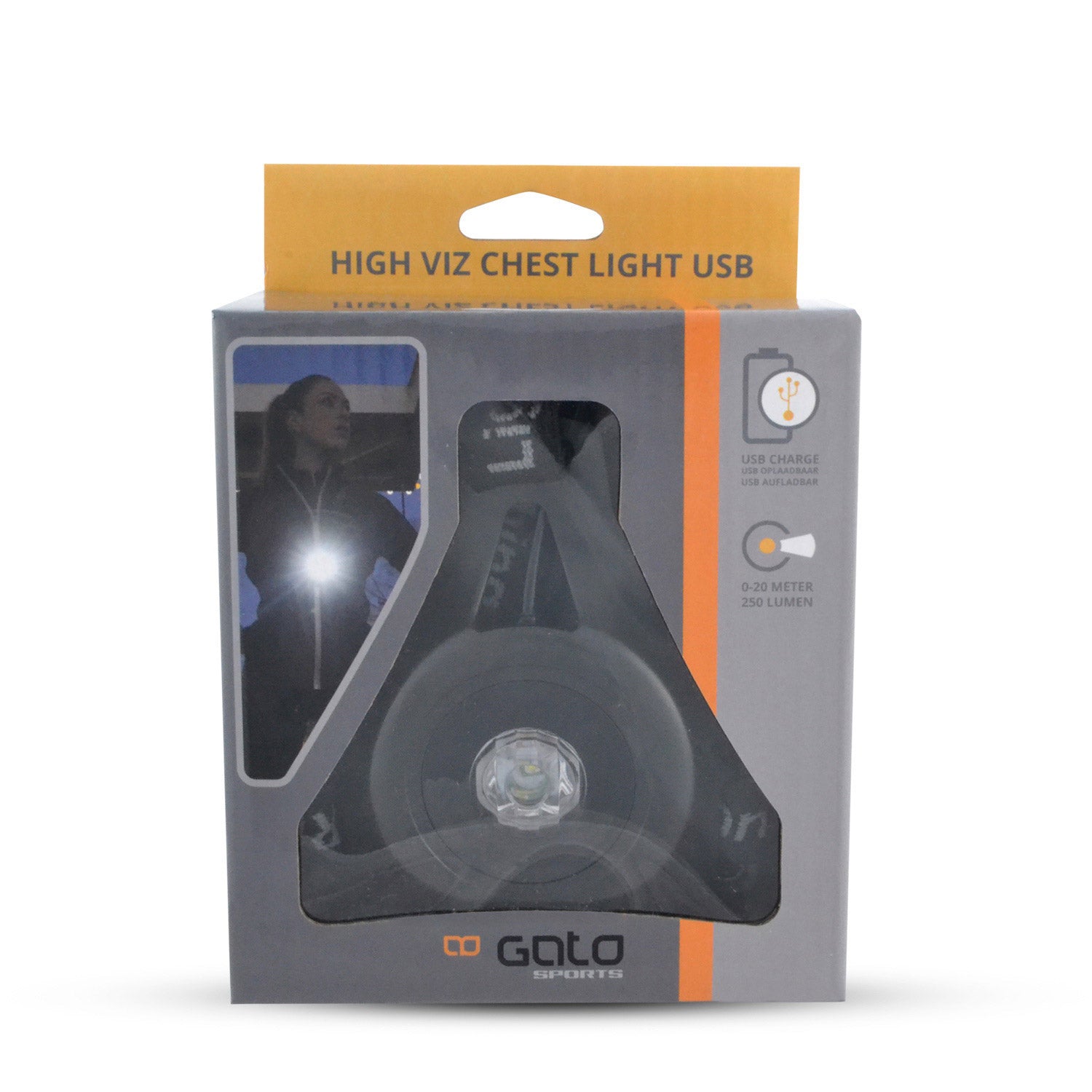 Gato high-viz borstlamp usb zwart one size