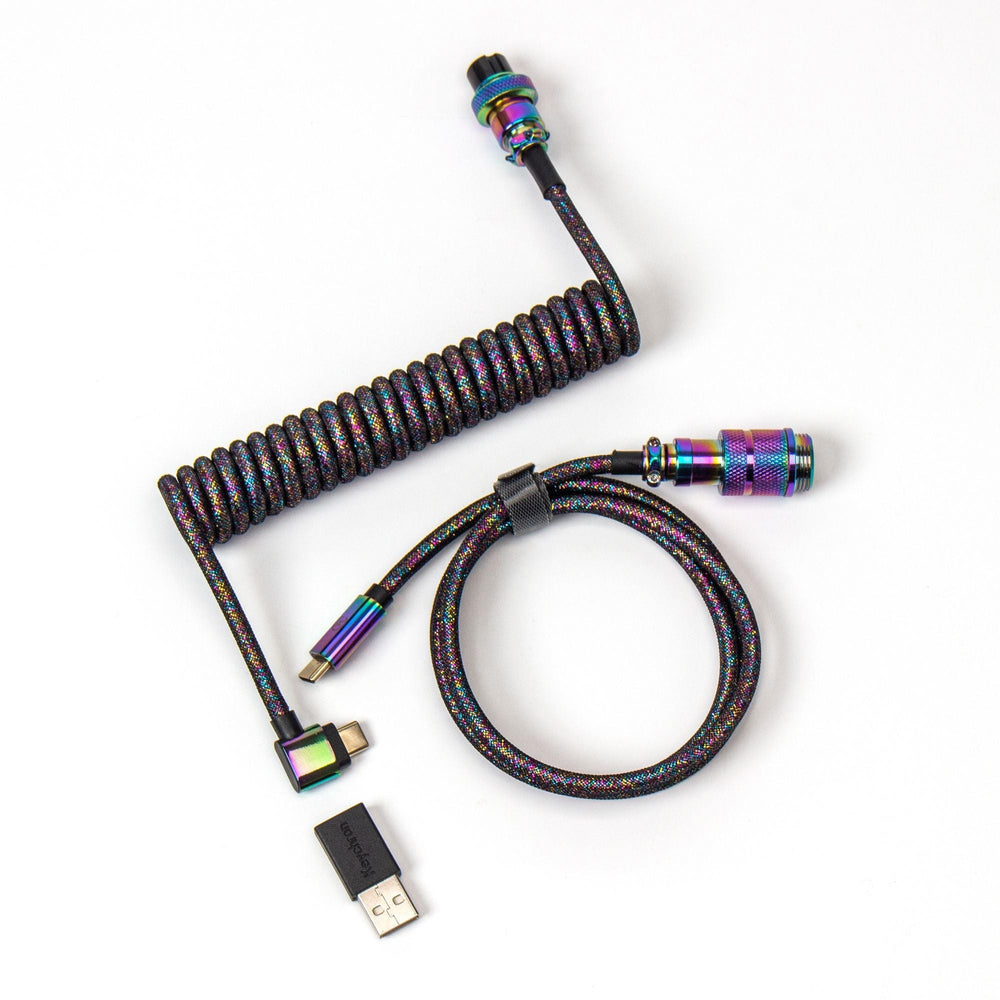Keychron Keychron Premium Coiled Aviator Cable Regenboog Verguld Zwart