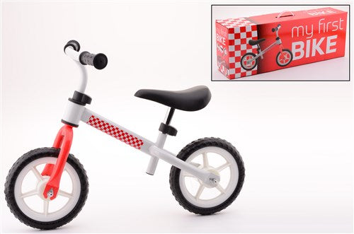 Steel balance bike white red