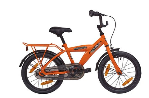 Bike fun 16 inch jongensfiets oranje no rules no limit