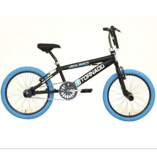 Tornado 20 inch freestyle fietsmat zwart blauwe banden 2000024