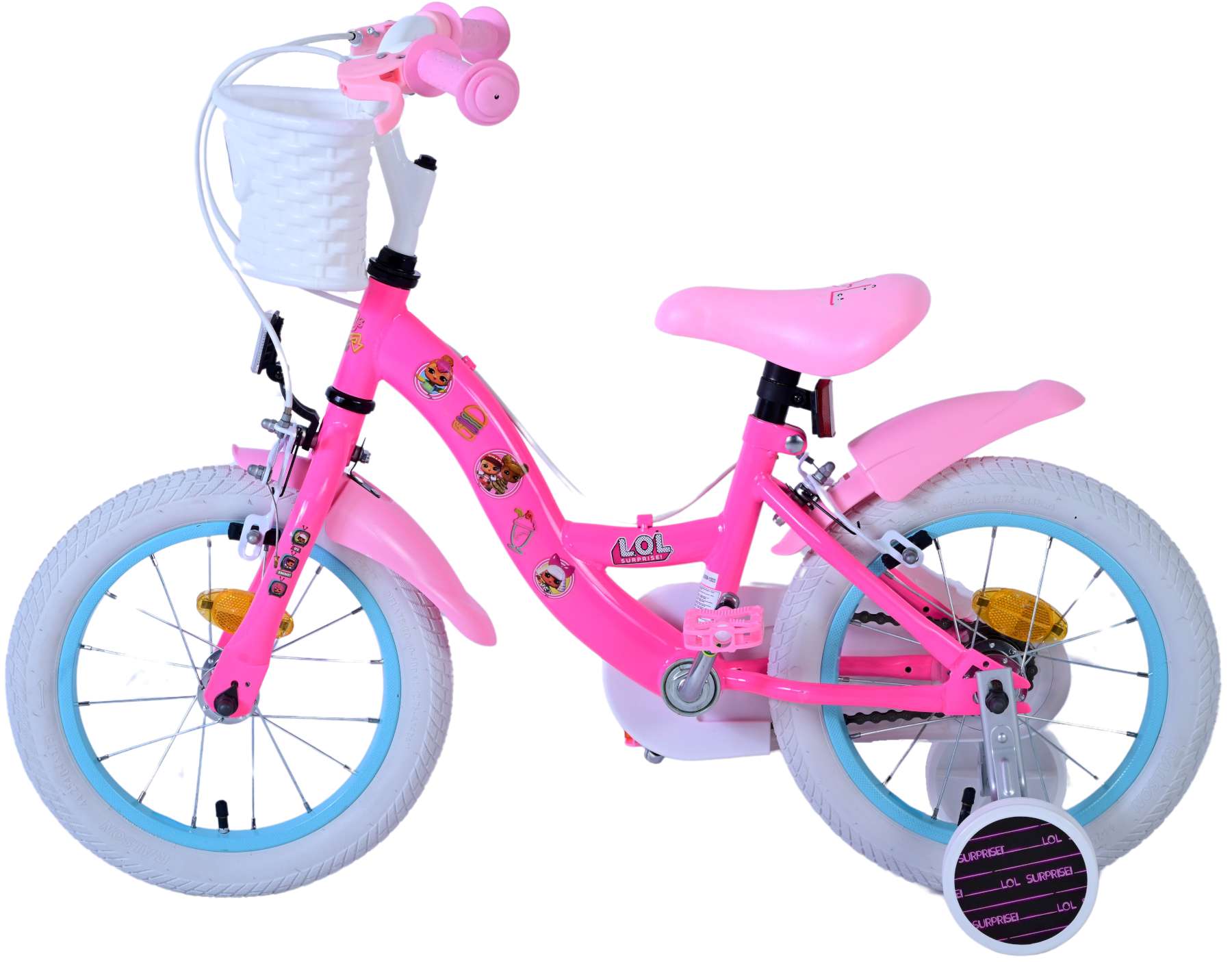 Volare poppen kinderfiets - meisjes - 14 inch - roze - twee handremmen